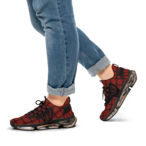Red Plaid Men's Mesh Sneakers, Red Plaid Print Men's Sneakers Best Comfy Men's Mesh Sports Sneakers Shoes (US Size: 5-12)