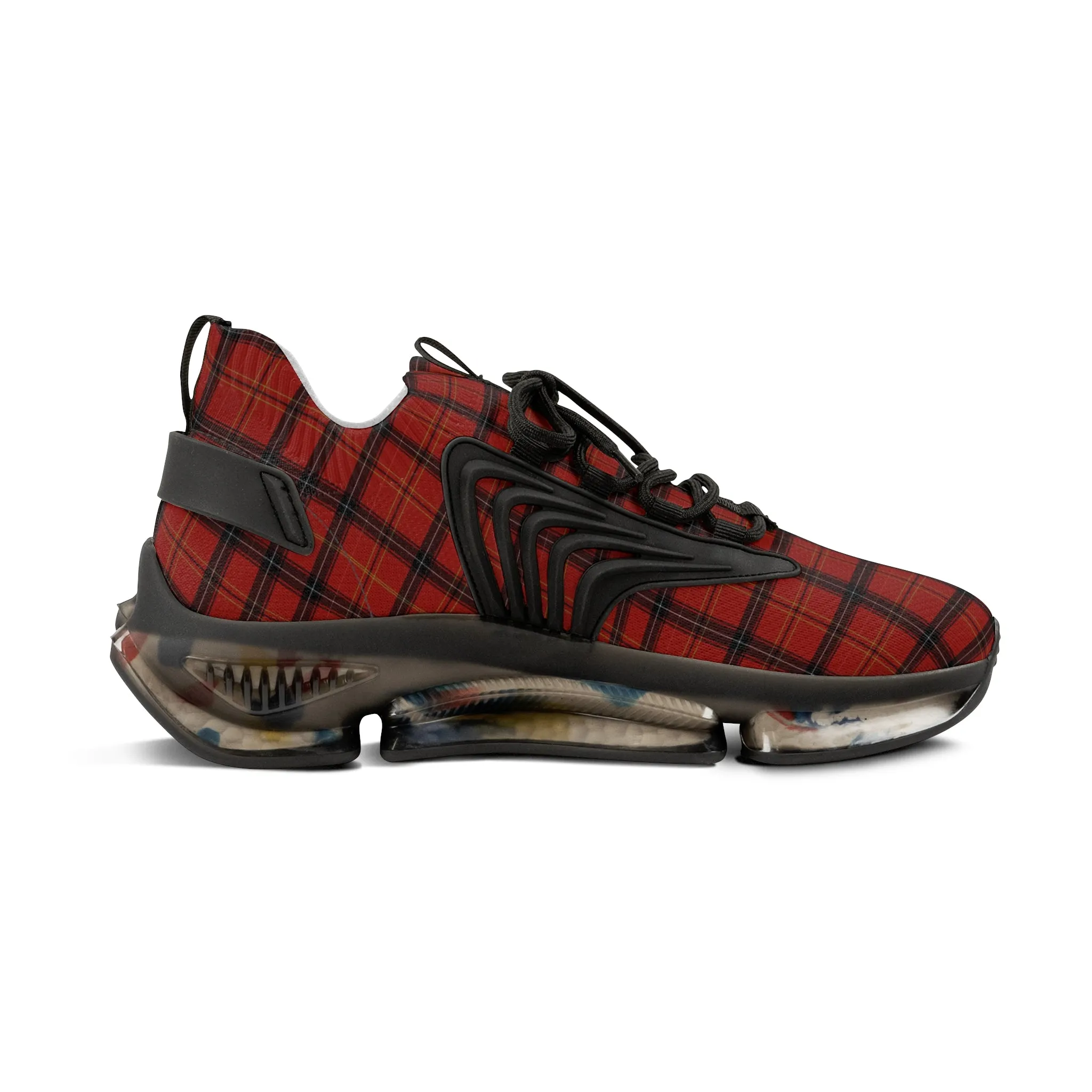 Red Plaid Men's Mesh Sneakers, Red Plaid Print Men's Sneakers Best Comfy Men's Mesh Sports Sneakers Shoes (US Size: 5-12)