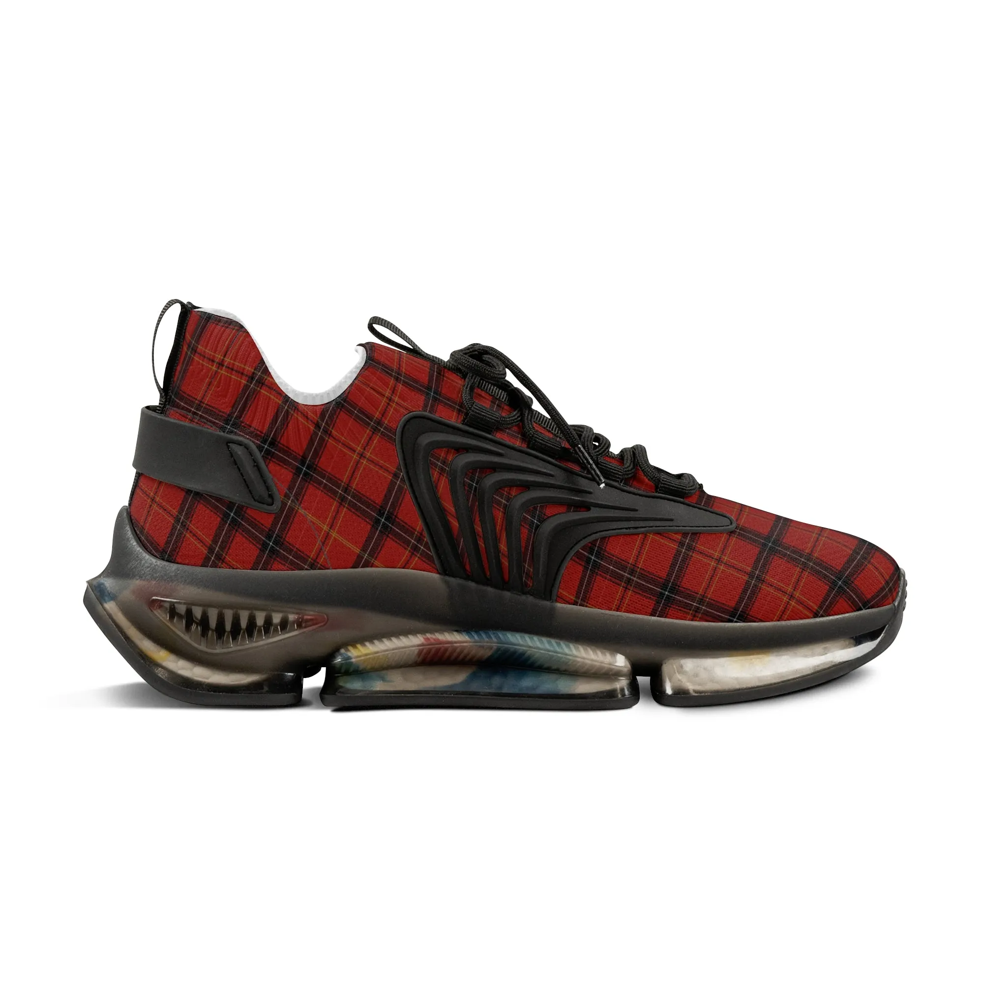 Red Plaid Men's Mesh Sneakers, Red Plaid Print Men's Sneakers Best Comfy Men's Mesh Sports Sneakers Shoes (US Size: 5-12)