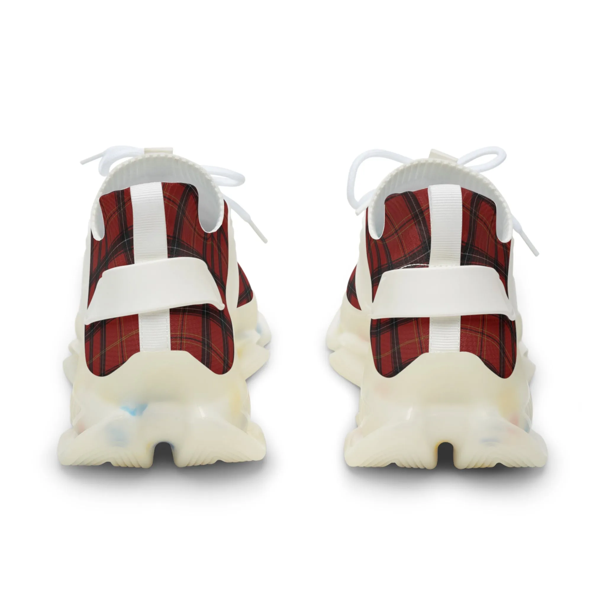Red Plaid Men's Mesh Sneakers, Red Plaid Print Men's Sneakers Best Comfy Men's Mesh Sports Sneakers Shoes (US Size: 5-12)