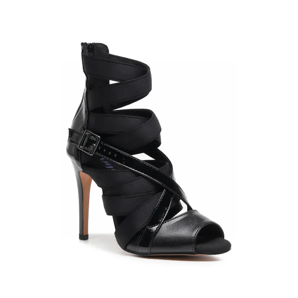 Stay Strapped - By Nicole Kirkland - Patent and Lycra Strappy Latin Dance Shoes (Street Sole)