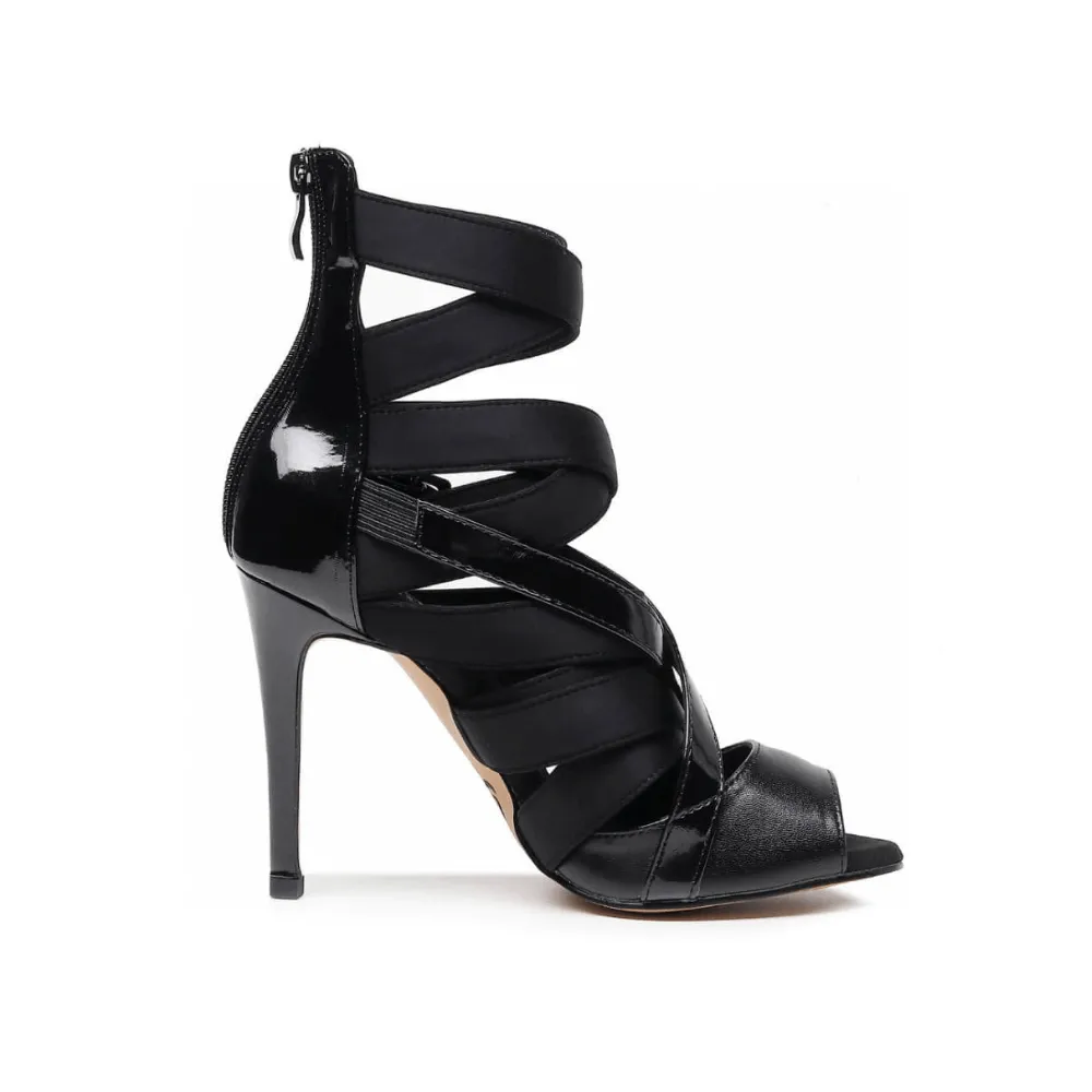 Stay Strapped - By Nicole Kirkland - Patent and Lycra Strappy Latin Dance Shoes (Street Sole)