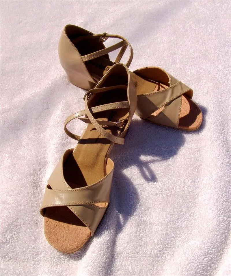 Stephanie Dance Shoes 16002-51X  -  Tan Leather / Two Way Strap