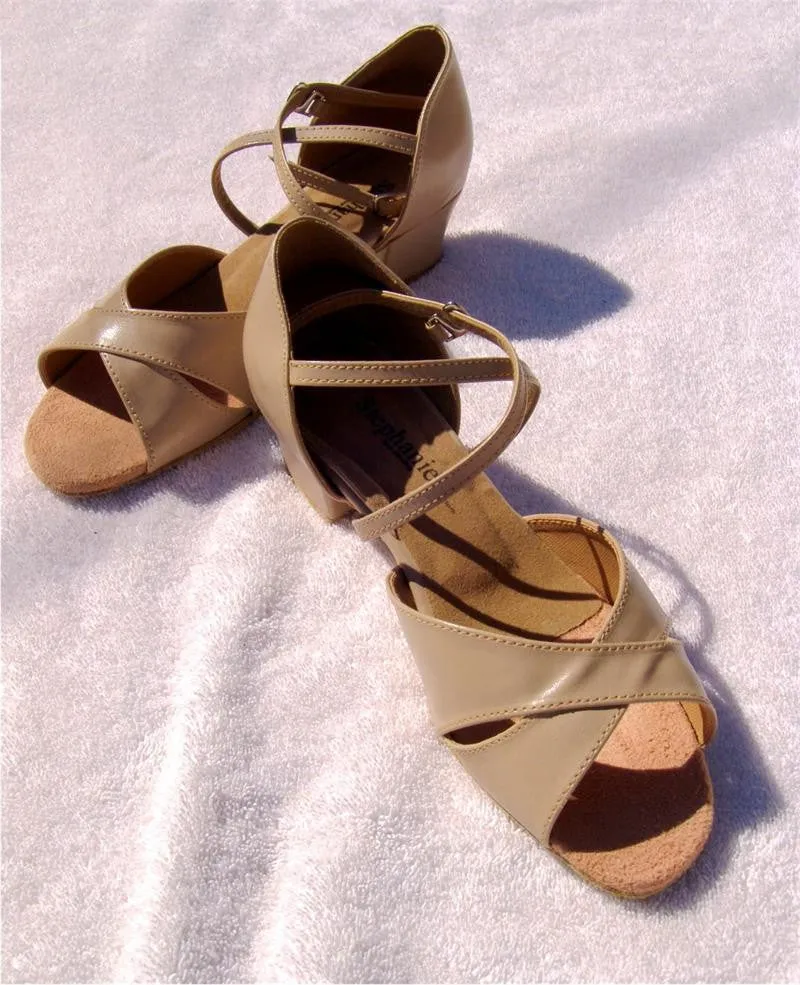 Stephanie Dance Shoes 16002-51X  -  Tan Leather / Two Way Strap