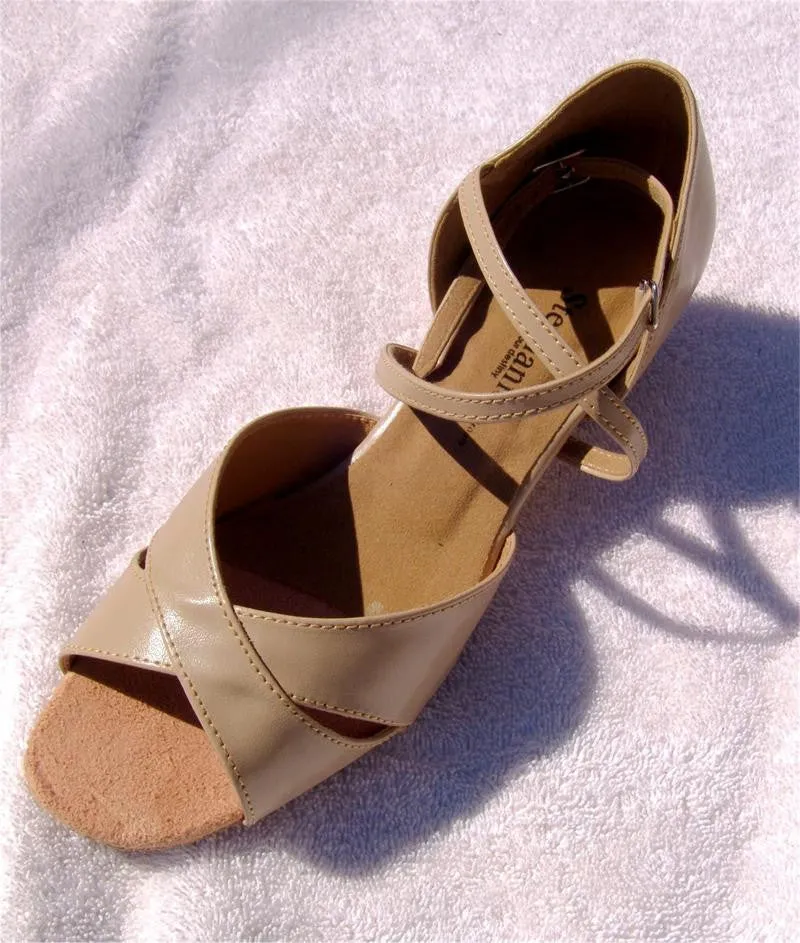 Stephanie Dance Shoes 16002-51X  -  Tan Leather / Two Way Strap