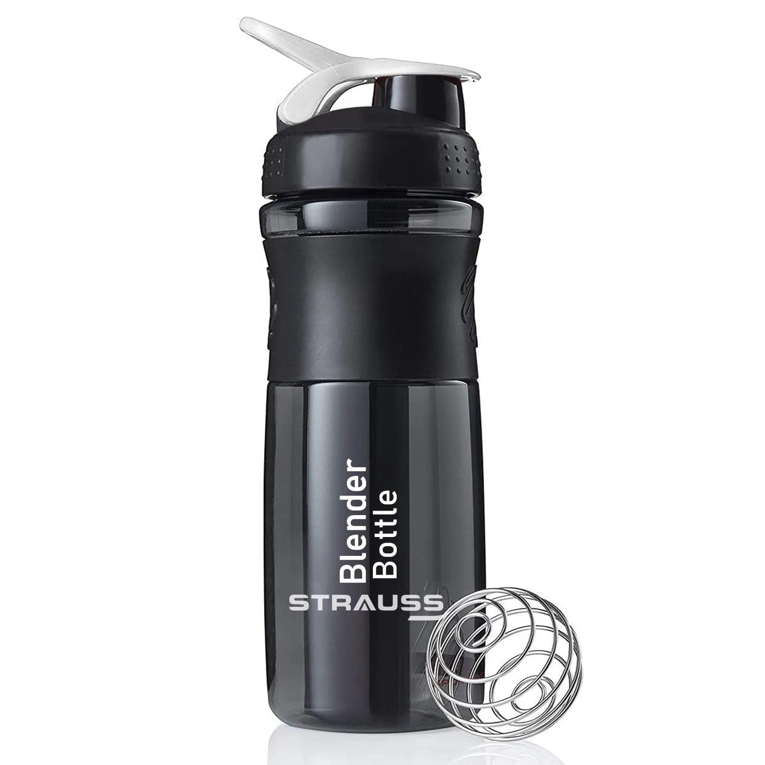STRAUSS Blender Shaker Bottle | Leakproof Shaker Bottle for Protein Shake, Pre-workout and Bcaa Shake | Protein Shaker Bottle for Gym | BPA-Free Material- 760 ML,(Black) | Pack of 2