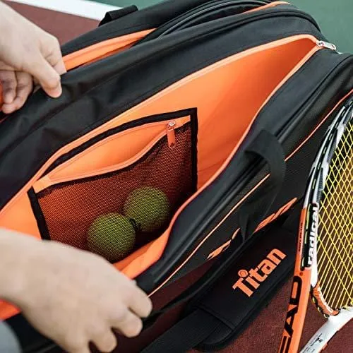 Titan Tennis Racket Bag Pro 6 Racquet | 4 Large Pockets with Padded Inner Core to Protect | Beginner, Intermediate, or Advanced | Bags Designed for Men, Women and Youth