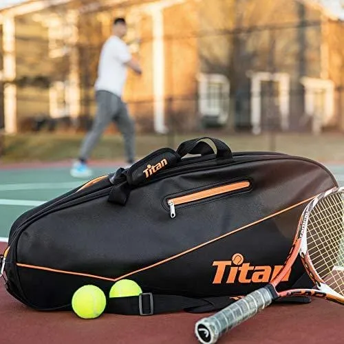 Titan Tennis Racket Bag Pro 6 Racquet | 4 Large Pockets with Padded Inner Core to Protect | Beginner, Intermediate, or Advanced | Bags Designed for Men, Women and Youth