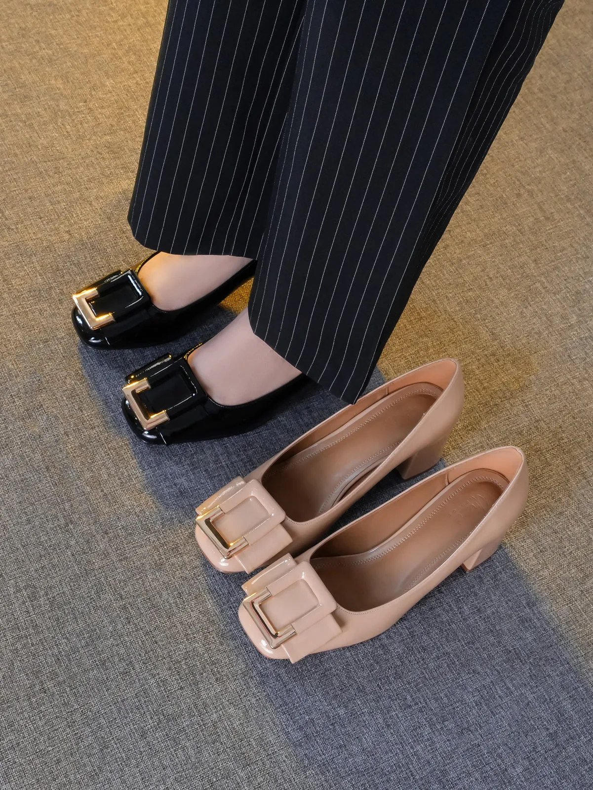 Womens "KAIRO" Chunky Heel Pointy Toe Courts